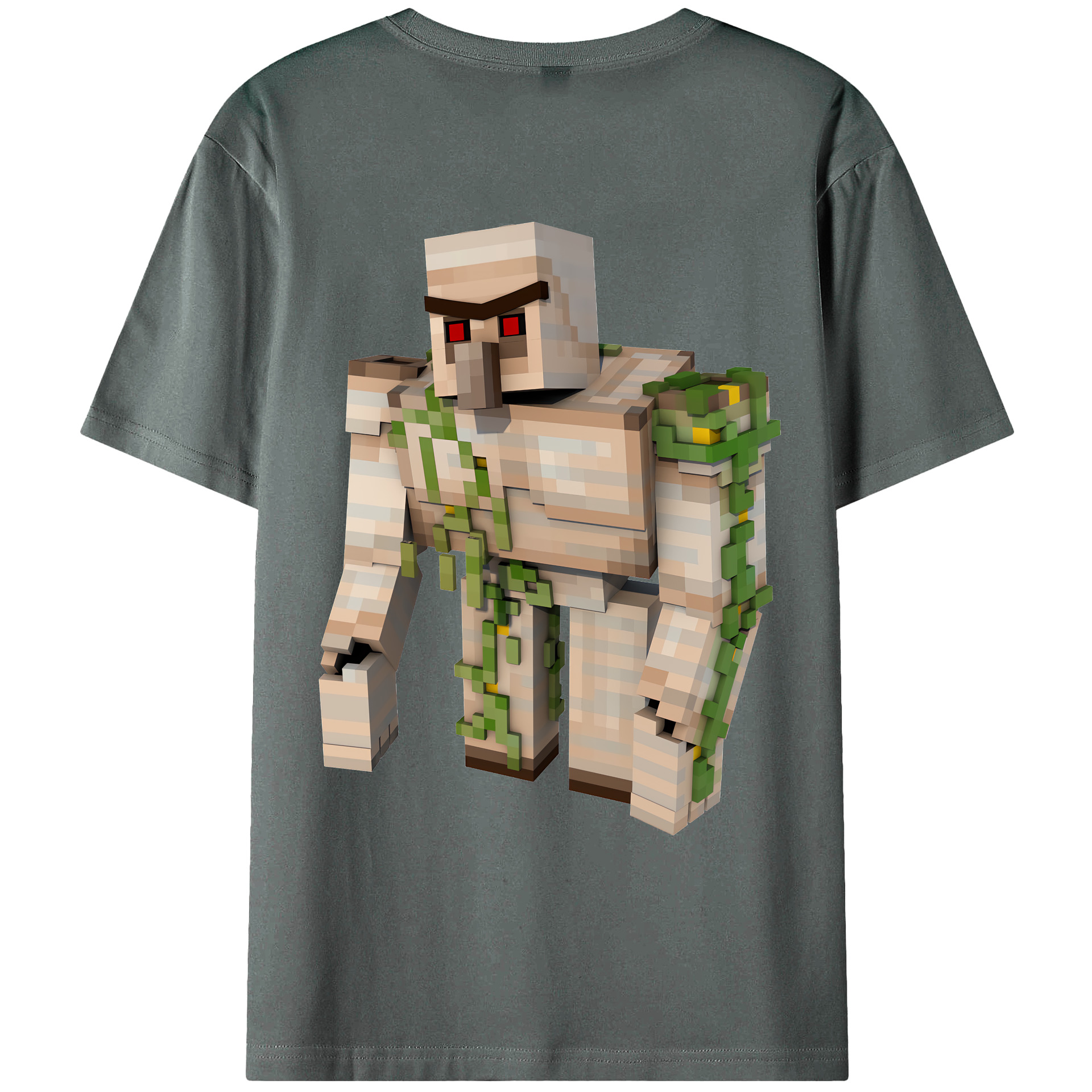 （画像用） マインクラフト ブロックの世界 Minecraft MC Block world 綿100％ メンズ半袖Tシャツ（バックプリント） 通気性